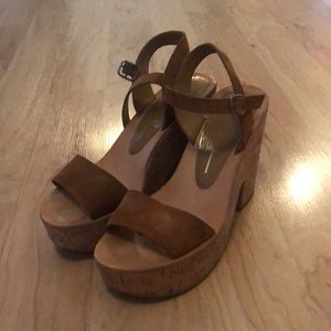Cork heel platform sandals